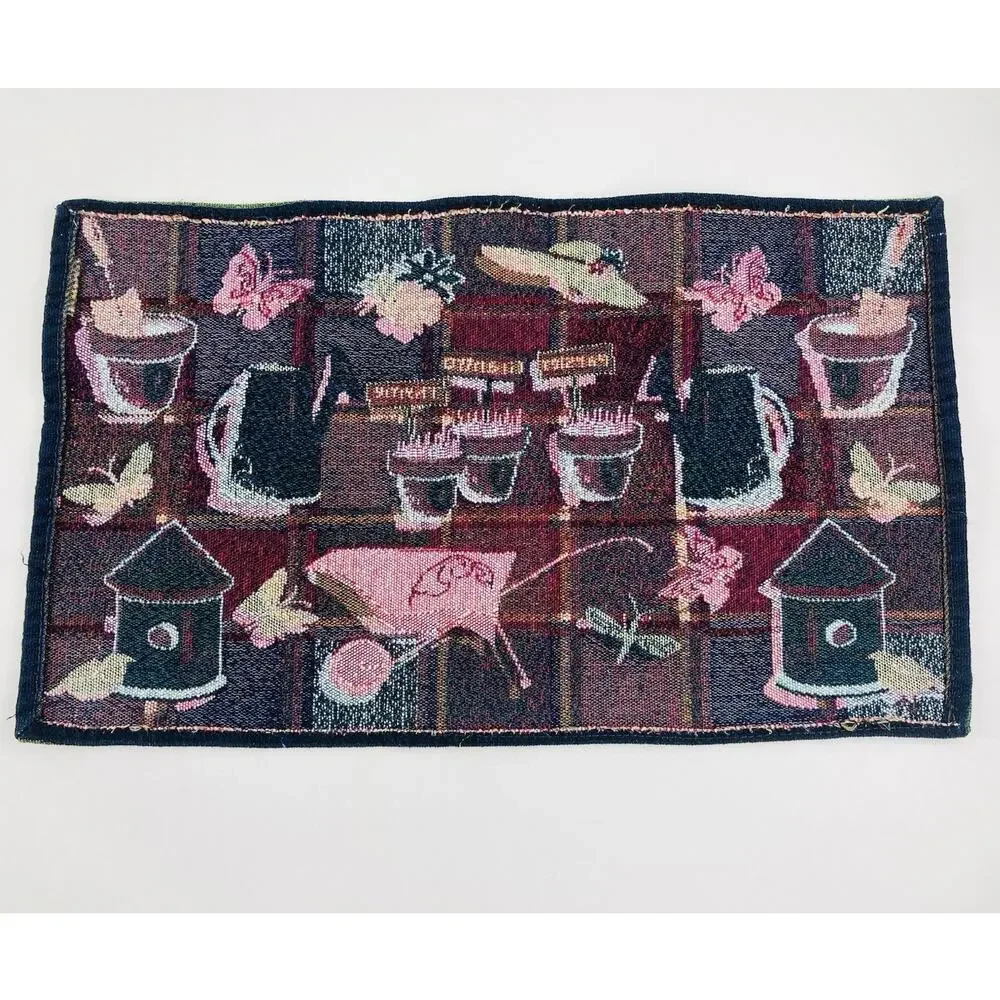 Placemats Set 6 Herb Garden Theme Bird Butterflies Red Hat Park B Smith Tapestry